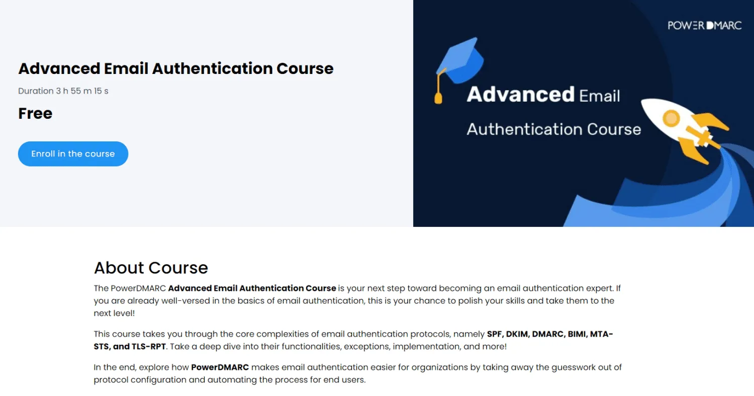 Advanced Email Authentication Course説明の画像