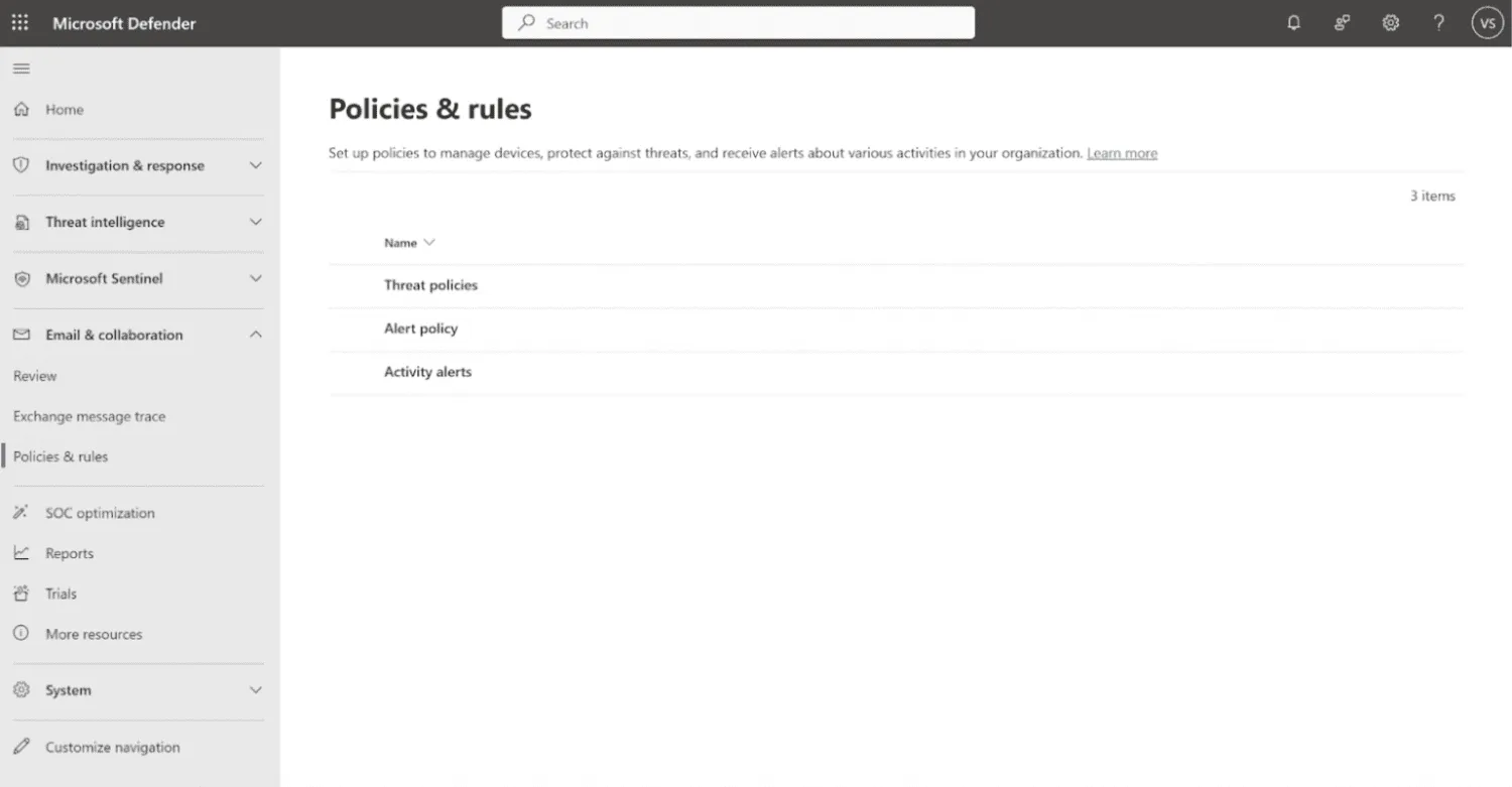 コラボレーションポリシーとルール、および脅威ポリシーの関係図