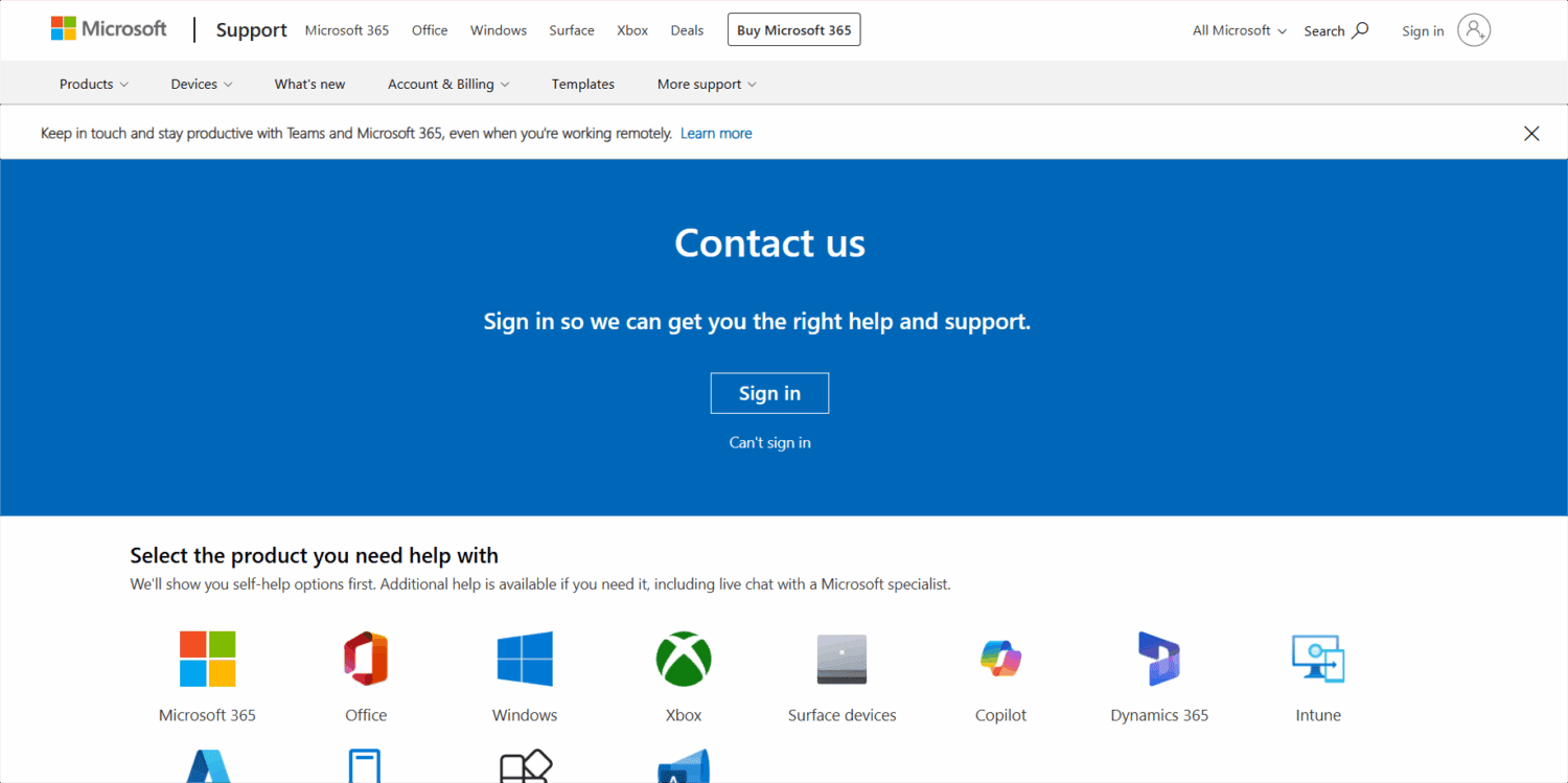 Contact Microsoft Support