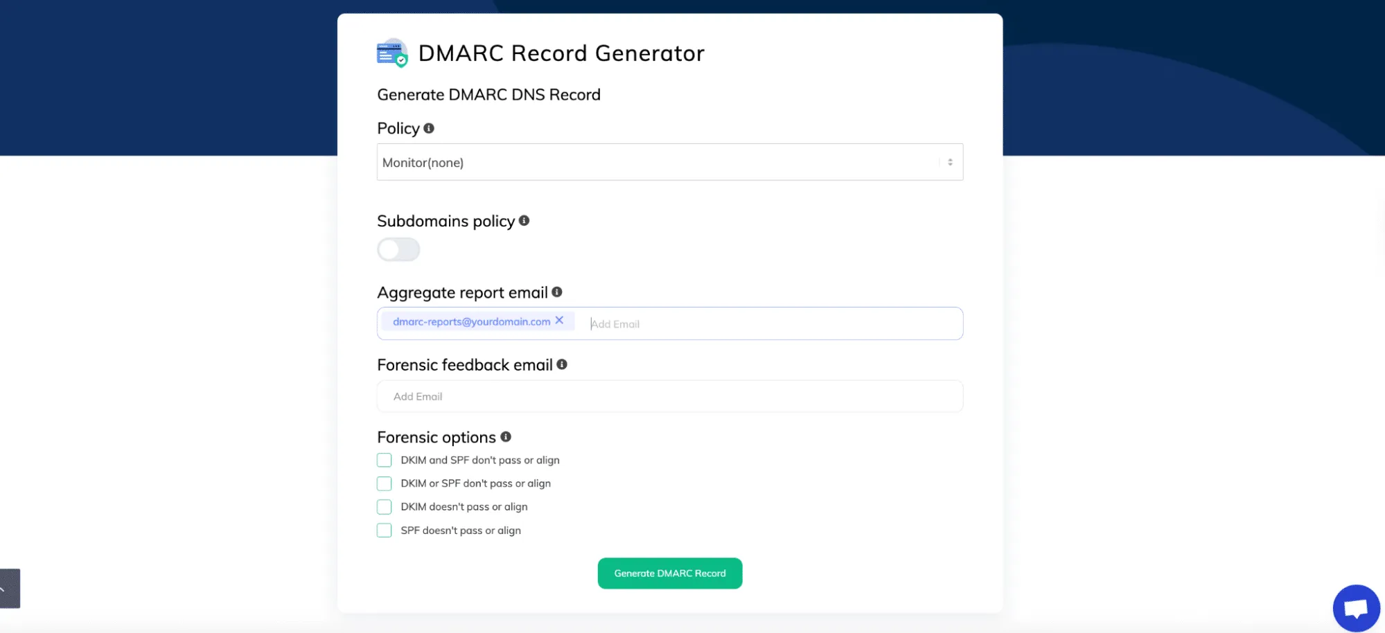 DMARC Generatorツールを使用