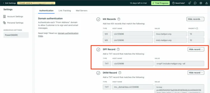 Customer.ioのSPFレコード