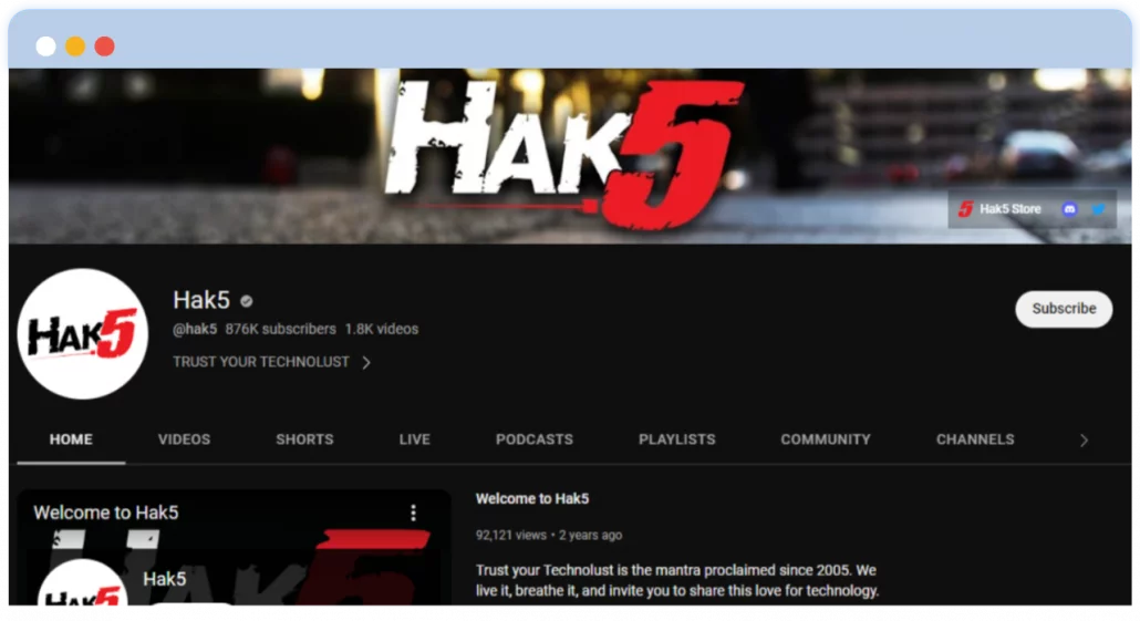 Hack5 YouTubeチャンネル