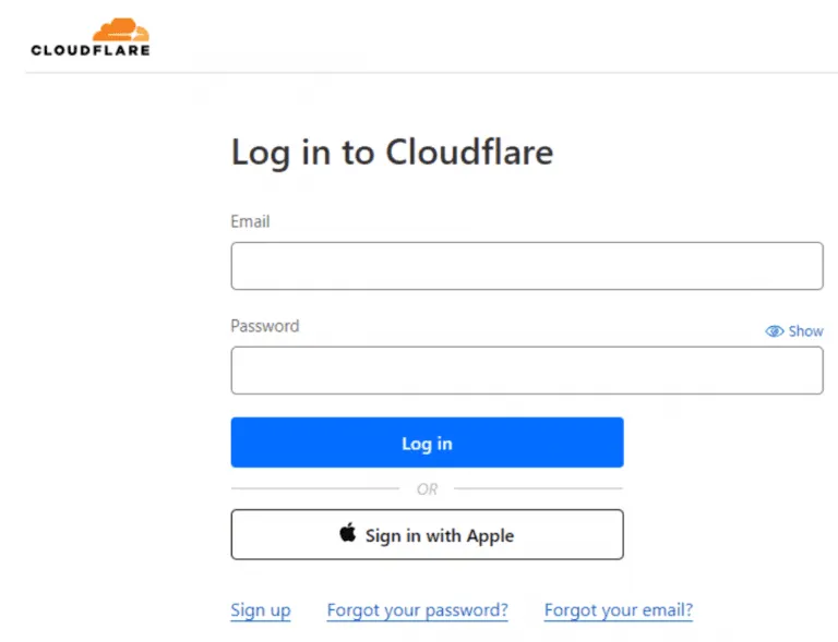 Cloudflareのログイン画面