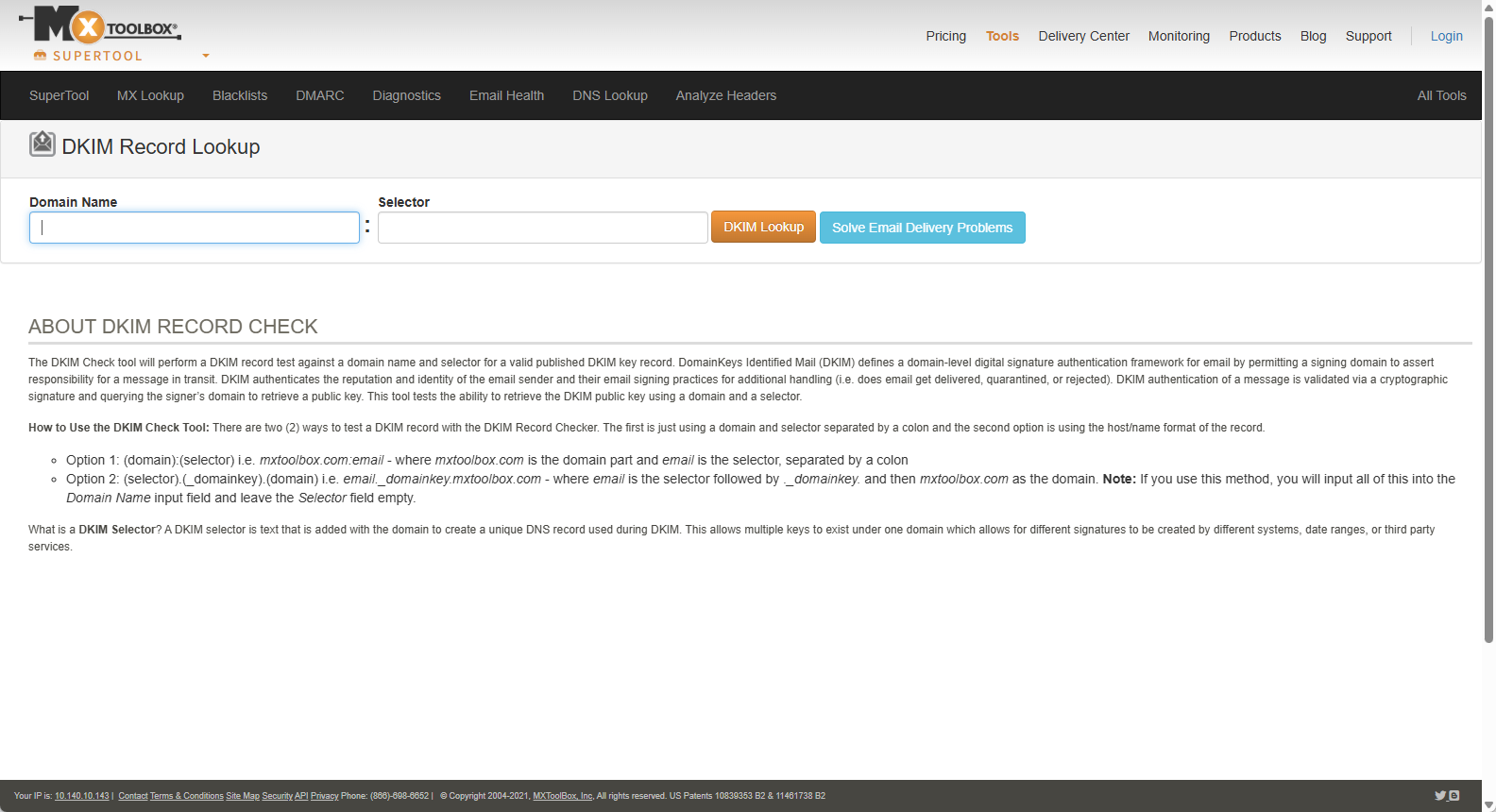 MXToolbox DKIM Lookup