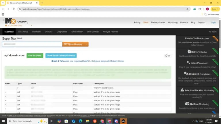 MXToolbox SPFチェッカー