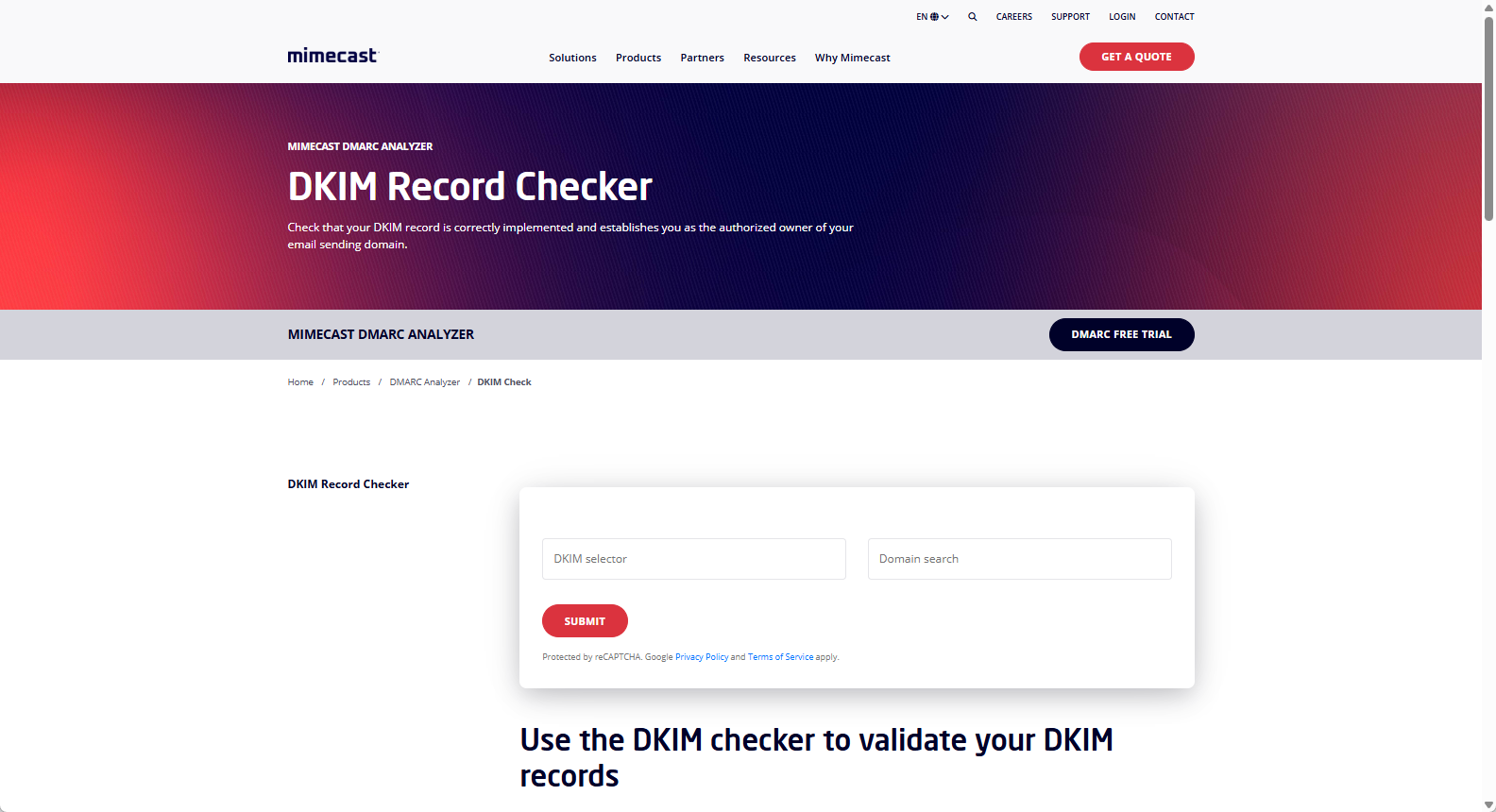 Mimecast DKIM Record Checker