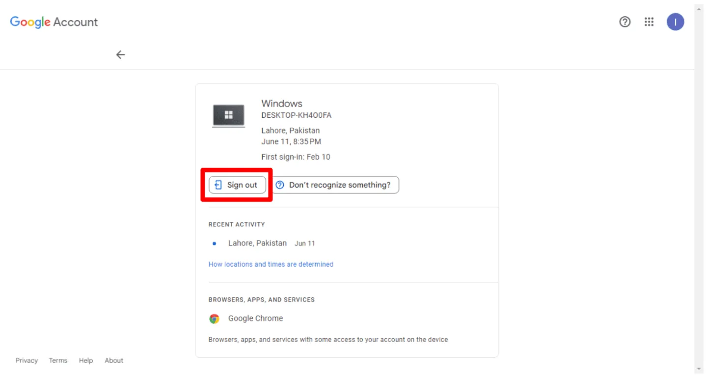 見慣れないデバイスの削除またはパスワード変更を促す操作画面の画像