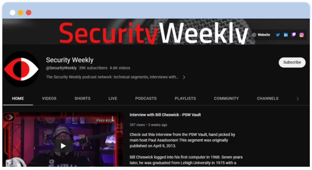 Security-Weekly YouTubeチャンネル