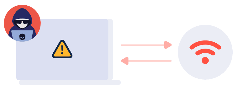 安全なネットワークの使用と公衆Wi-Fiのリスクを示す図