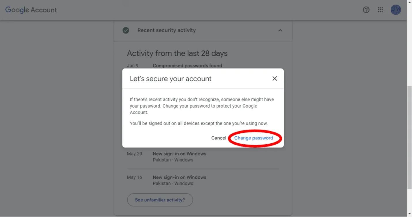 パスワード変更の操作画面を示す画像